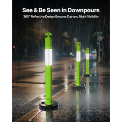 VEVOR 3 Pack Traffic Delineator Posts, 48 inches Traffic Safety Cones with Weighted Base and Reflective Strips, Heavy