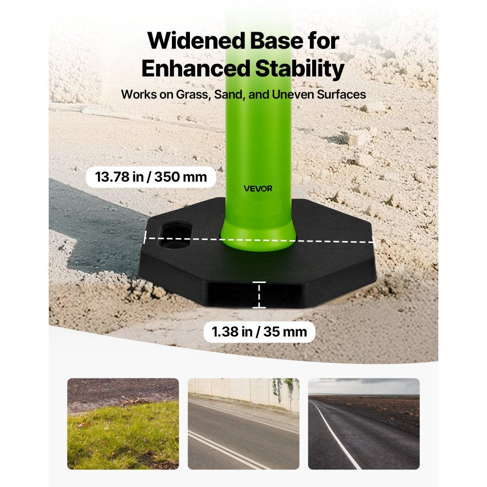 VEVOR 3 Pack Traffic Delineator Posts, 48 inches Traffic Safety Cones with Weighted Base and Reflective Strips, Heavy