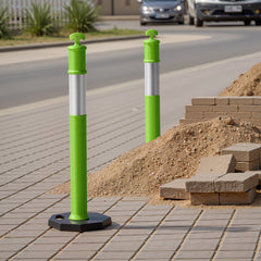 VEVOR 3 Pack Traffic Delineator Posts, 48 inches Traffic Safety Cones with Weighted Base and Reflective Strips, Heavy