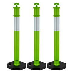 VEVOR 3 Pack Traffic Delineator Posts, 48 inches Traffic Safety Cones with Weighted Base and Reflective Strips, Heavy