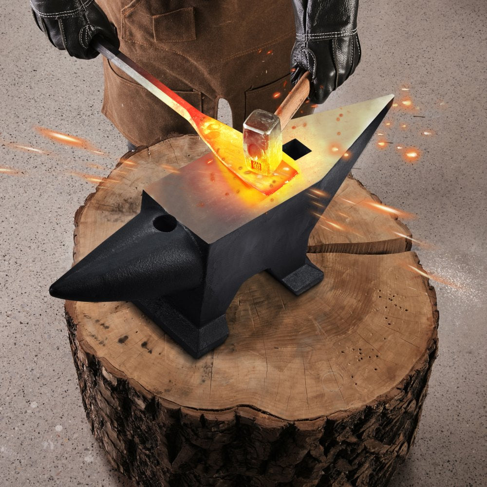 VEVOR Cast Steel Anvil, 132 Lbs(60kg) Single Horn Anvil with Large Countertop and Stable Base, High Hardness Rugged