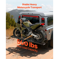 VEVOR Motorcycle Carrier, 500 lbs Capacity, Heavy Duty Steel Hitch Mount Rack with 47in Ramp, Ratchet Straps &