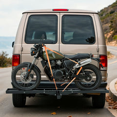 VEVOR Motorcycle Carrier, 500 lbs Capacity, Heavy Duty Steel Hitch Mount Rack with 47in Ramp, Ratchet Straps &