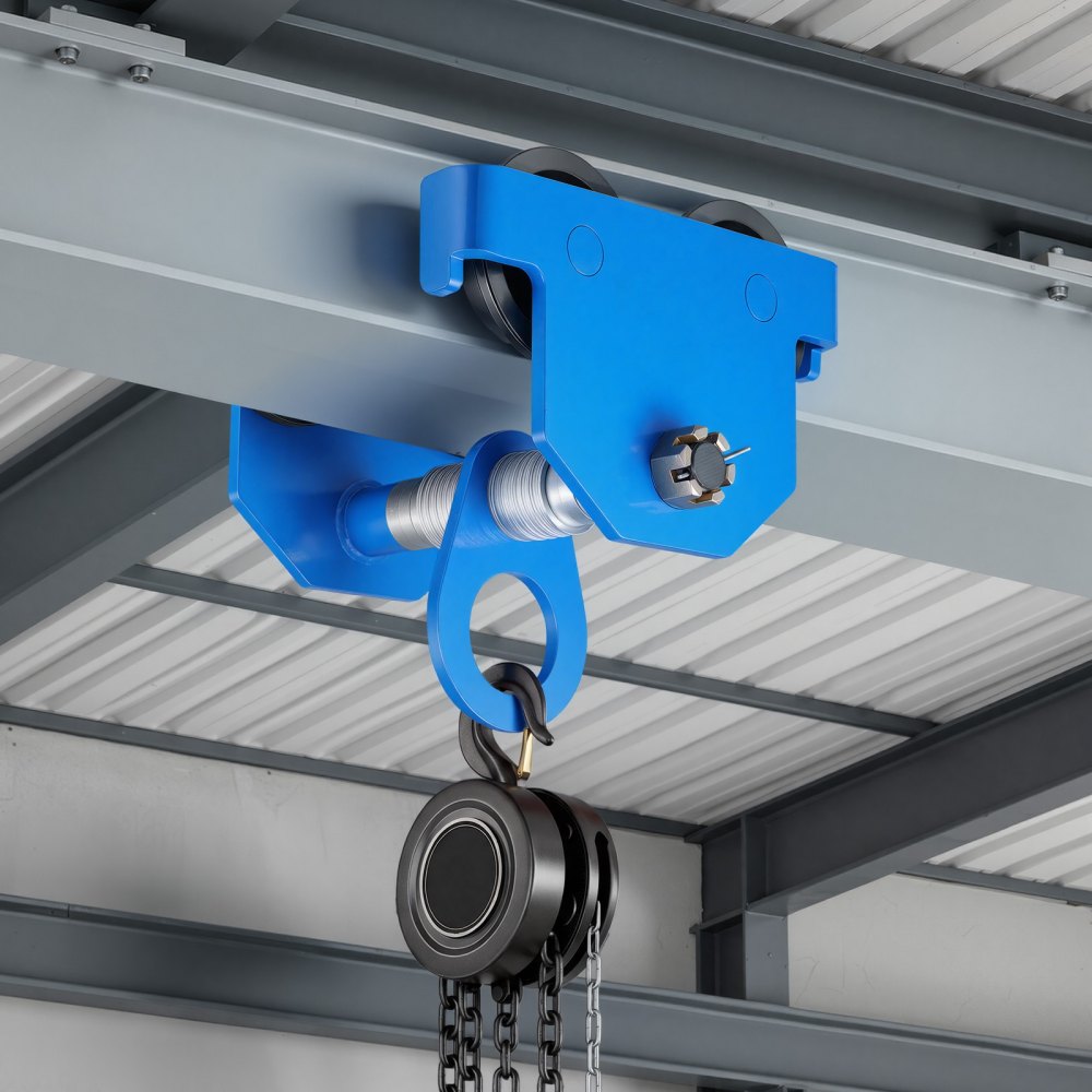 VEVOR Manual Trolley, 6600 lbs/3 Ton Load Capacity, Push Beam Trolley with Dual Wheels, Adjustable for I-Beam Flange