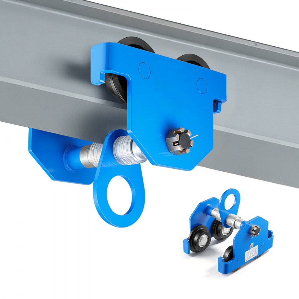 VEVOR Manual Trolley, 6600 lbs/3 Ton Load Capacity, Push Beam Trolley with Dual Wheels, Adjustable for I-Beam Flange