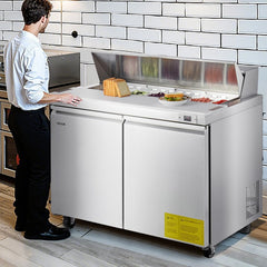 VEVOR 48"W Commercial Refrigerator, 12.5 Cu. Ft Sandwich Prep Refrigerated Table, Mega Top Food Prep Fridge with 12