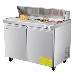 VEVOR 48"W Commercial Refrigerator, 12.5 Cu. Ft Sandwich Prep Refrigerated Table, Mega Top Food Prep Fridge with 12