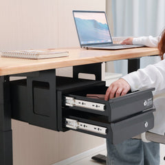 VEVOR 13" Wide Under Desk Drawer Slide Out, Under Table Pull-out Drawer Attachment, Hidden Desktop 2 Layer Storage
