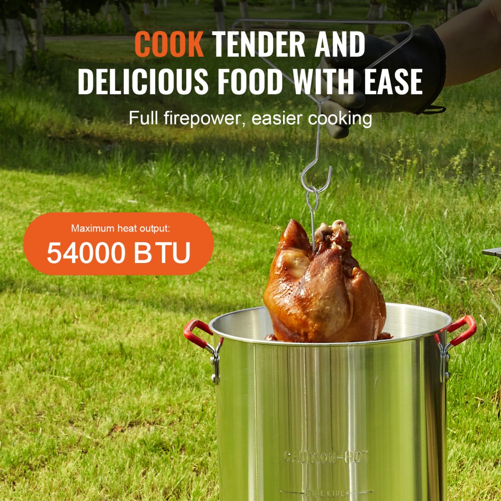 VEVOR Turkey Deep Fryer, 30-qt Turkey Fryer Boiler Steamer Cooker Set, Outdoor Aluminum Seafood Frying Pot, 54,000 BTU