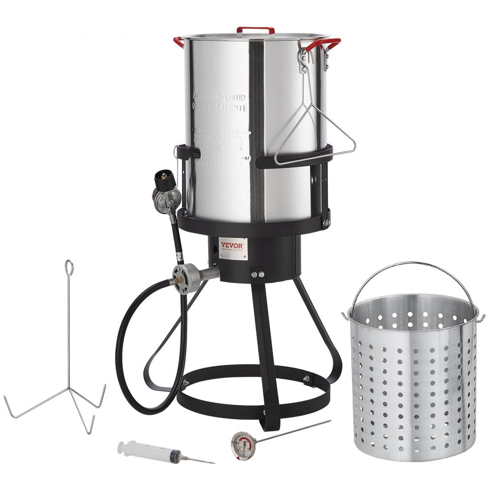 VEVOR Turkey Deep Fryer, 30-qt Turkey Fryer Boiler Steamer Cooker Set, Outdoor Aluminum Seafood Frying Pot, 54,000 BTU