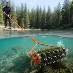 VEVOR Lake Weed Roller, 12 ft Lake & Pond Weed Removal Tool, Muck Razer Aquatic & Sludge Tiller, Rid Roots and Muck