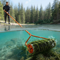VEVOR Lake Weed Roller, 18 ft Lake & Pond Weed Removal Tool, Muck Razer Aquatic & Sludge Tiller, Rid Roots and Muck