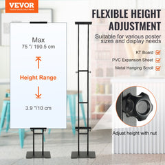 VEVOR Poster Stand, Adjustable Height Up to 75", Double-Sided Heavy Duty Pedestal Sign Holder, Floor Standing Sign