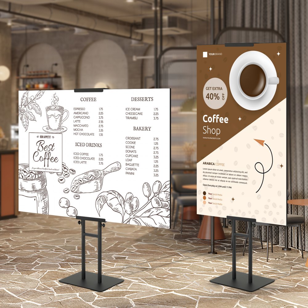 VEVOR Poster Stand, Adjustable Height Up to 75", Double-Sided Heavy Duty Pedestal Sign Holder, Floor Standing Sign