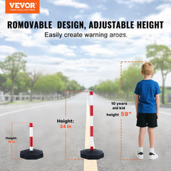 VEVOR Adjustable Traffic Delineator Post Cones, 6 Pack, Traffic Safety Delineator Barrier with Fillable Base 6.6FT