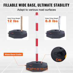 VEVOR Adjustable Traffic Delineator Post Cones, 6 Pack, Traffic Safety Delineator Barrier with Fillable Base 6.6FT