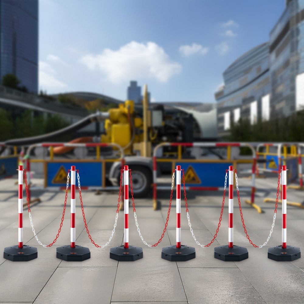VEVOR Adjustable Traffic Delineator Post Cones, 6 Pack, Traffic Safety Delineator Barrier with Fillable Base 6.6FT