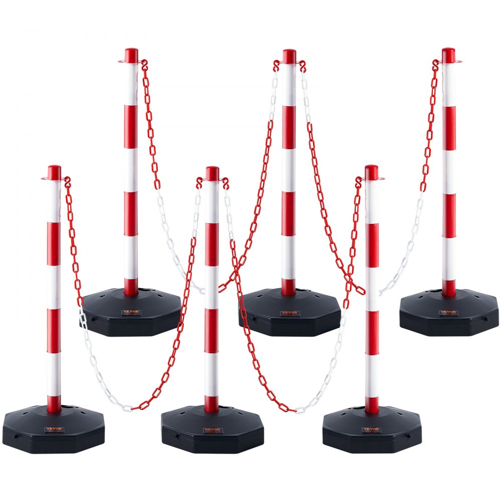 VEVOR Adjustable Traffic Delineator Post Cones, 6 Pack, Traffic Safety Delineator Barrier with Fillable Base 6.6FT