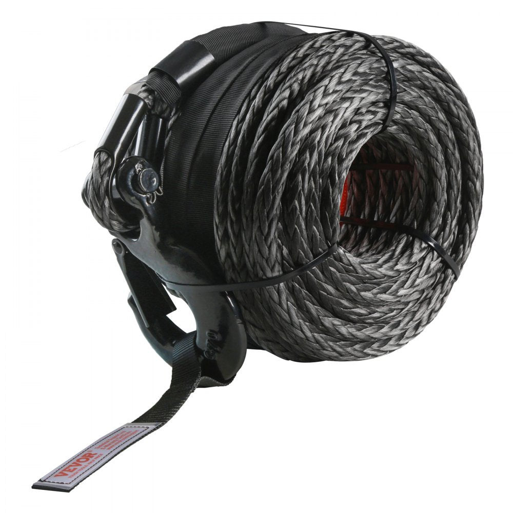VEVOR Synthetic Winch Rope, 1/2 Inch x 92 Feet 32,000 lbs Synthetic Winch Line Cable Rope with Protective Sleeve +