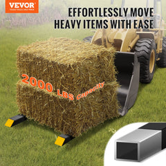 VEVOR Pallet Forks, 2000 lbs Tractor Bucket Forks, 60" Total Length Clamp on Pallet Forks with Adjustable Stabilizer