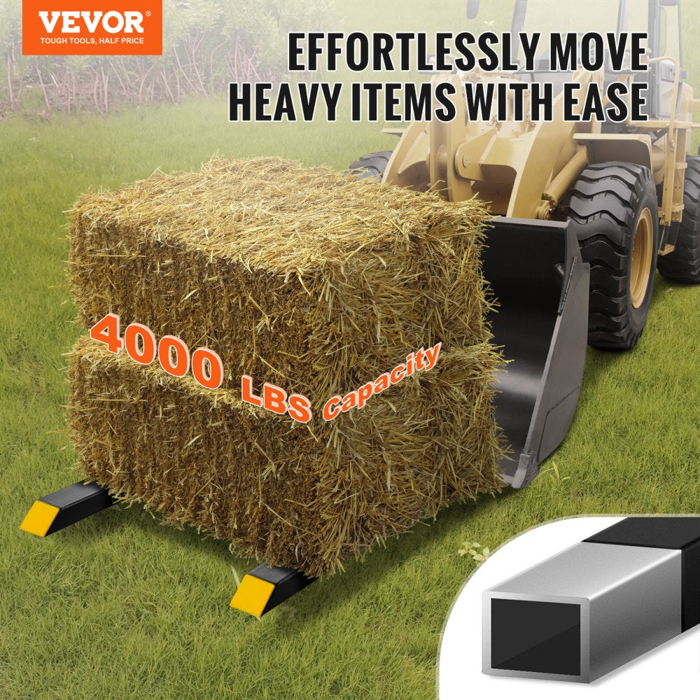 VEVOR Pallet Forks, 4000 lbs Clamp on Pallet Forks, 60" Total Length Heavy Duty Pallet Forks with Adjustable Stabilizer