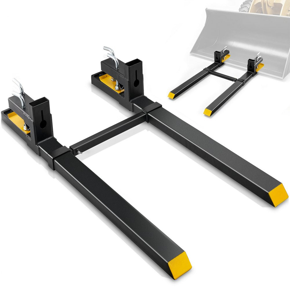 VEVOR Pallet Forks, 4000 lbs Clamp on Pallet Forks, 60" Total Length Heavy Duty Pallet Forks with Adjustable Stabilizer