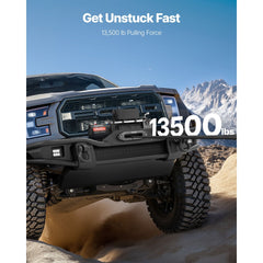 VEVOR Electric Winch, 13500 lbs Load Capacity, 12V DC Truck Winch with Φ3/8 in x 85 ft Synthetic Rope, Wireless & Wired
