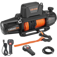 VEVOR Electric Winch, 13500 lbs Load Capacity, 12V DC Truck Winch with Φ3/8 in x 92 ft Synthetic Rope, Wireless & Wired