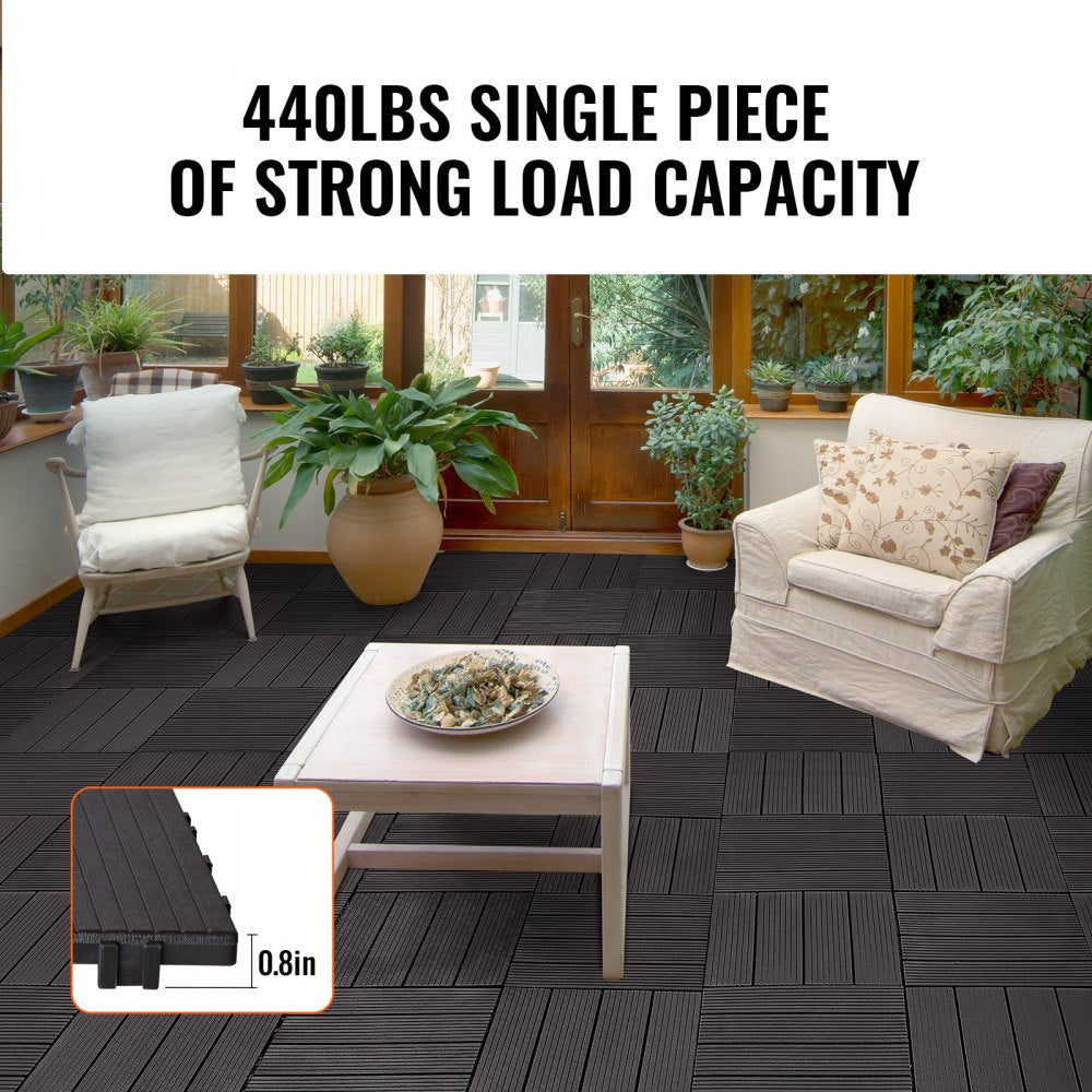 VEVOR Interlocking Deck Tiles, 36 Pack,11.6"x11.6" 36 sq. ft Plastic Waterproof Outdoor Flooring All Weather Use, Patio