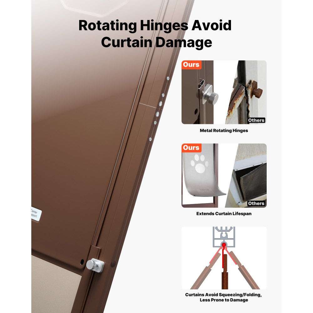 VEVOR Dog Door for Sliding Glass Door, 75 7/8 to 80 11/16 in Adjustable Height, Aluminum Alloy Frame with Rotating