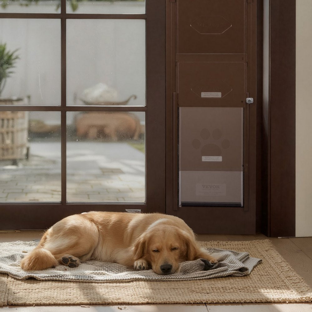 VEVOR Dog Door for Sliding Glass Door, 75 7/8 to 80 11/16 in Adjustable Height, Aluminum Alloy Frame with Rotating