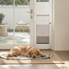 VEVOR Dog Door for Sliding Glass Door, 91 to 96 in Adjustable Height, Aluminum Alloy Frame with Metal Rotating Hinges