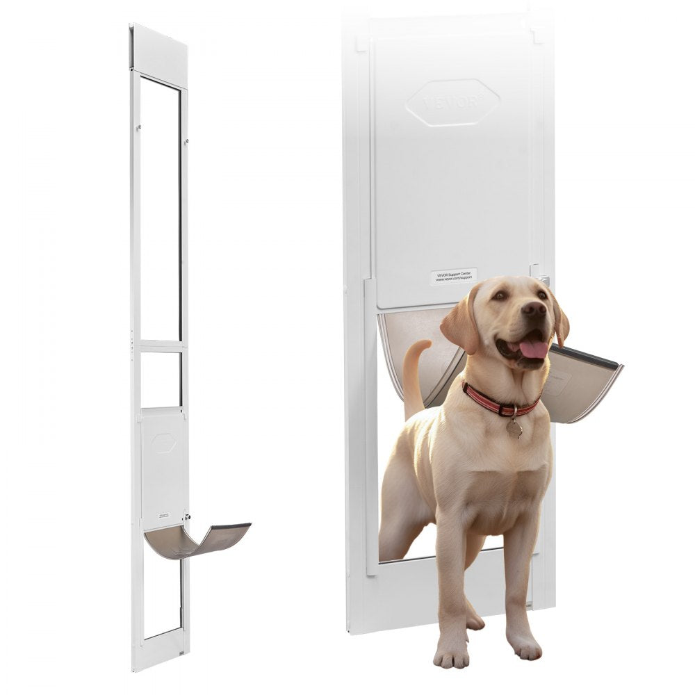 VEVOR Dog Door for Sliding Glass Door, 91 to 96 in Adjustable Height, Aluminum Alloy Frame with Metal Rotating Hinges