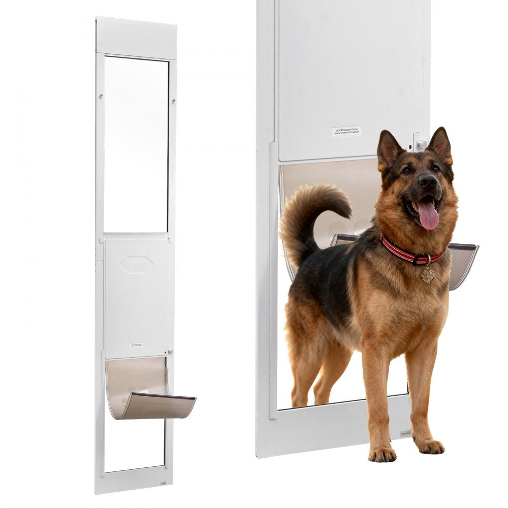 VEVOR Dog Door for Sliding Glass Door, 91 to 96 in Adjustable Height, Aluminum Alloy Frame with Metal Rotating Hinges