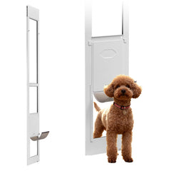 VEVOR Dog Door for Sliding Glass Door, 91 to 96 in Adjustable Height, Aluminum Alloy Frame with Metal Rotating Hinges