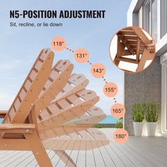 VEVOR Chaise Lounge Chair, 400 lbs Weight Capacity, 6 Positions Adjustable Patio Lounge Chair, Outdoor HDPE Lounge