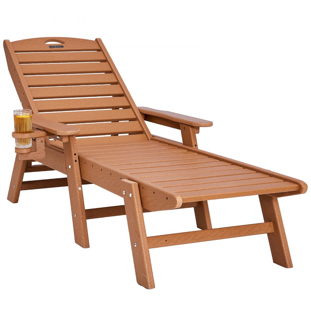 VEVOR Chaise Lounge Chair, 400 lbs Weight Capacity, 6 Positions Adjustable Patio Lounge Chair, Outdoor HDPE Lounge