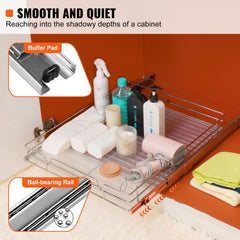 VEVOR 21.5"Wx21"Dx3.5"H Pull Out Cabinet Organizer, Heavy Duty Slide Out Pantry Shelves, Steel Roll Out Drawers