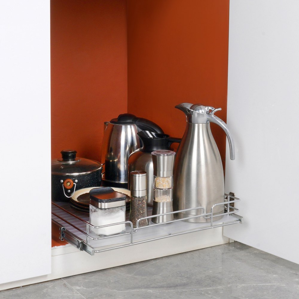 VEVOR 21.5"Wx21"Dx3.5"H Pull Out Cabinet Organizer, Heavy Duty Slide Out Pantry Shelves, Steel Roll Out Drawers