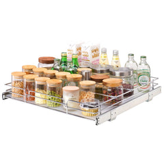 VEVOR 21.5"Wx21"Dx3.5"H Pull Out Cabinet Organizer, Heavy Duty Slide Out Pantry Shelves, Steel Roll Out Drawers
