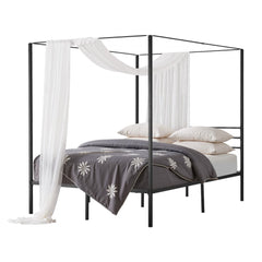VEVOR Queen Size Canopy Bed Frame, Metal Canopy Bed with Four Posters Design, Heavy Duty Steel Slats Support, Underbed