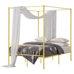 VEVOR Full Size Canopy Bed Frame, Metal Canopy Bed with Minimalist Headboard & Four Posters Design, Heavy Duty Steel