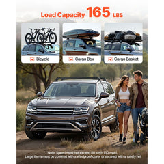 VEVOR Roof Rack Cross Bars, Universal Fit for Naked Roofs Without Raised Rails/Flush Rail/Black Moldings, 165 LBS