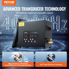 VEVOR 6L Ultra Sonic Cleaner, 180W Digital Ultrasonic Cleaning Machine with Gentle Mode & Upgraded Degassing, 40kHz