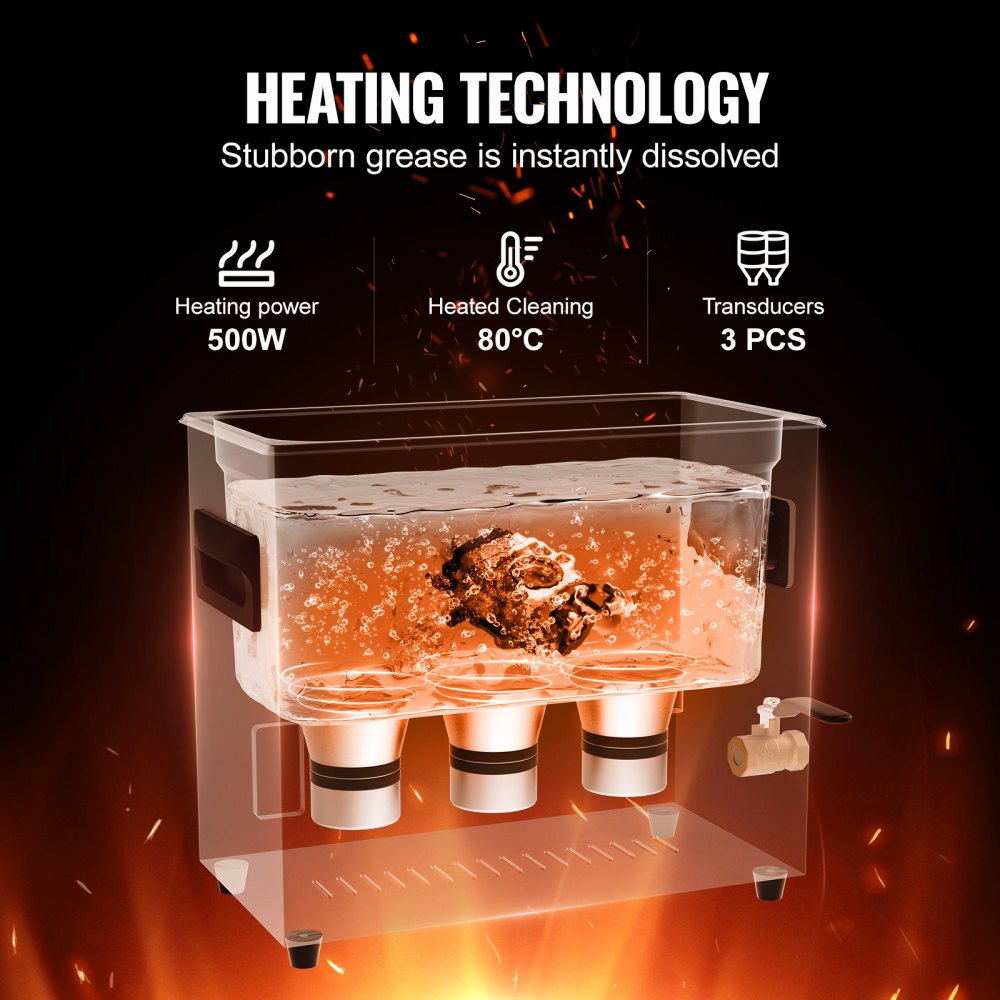 VEVOR 6L Ultra Sonic Cleaner, 180W Digital Ultrasonic Cleaning Machine with Gentle Mode & Upgraded Degassing, 40kHz