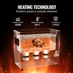 VEVOR 6L Ultra Sonic Cleaner, 180W Digital Ultrasonic Cleaning Machine with Gentle Mode & Upgraded Degassing, 40kHz