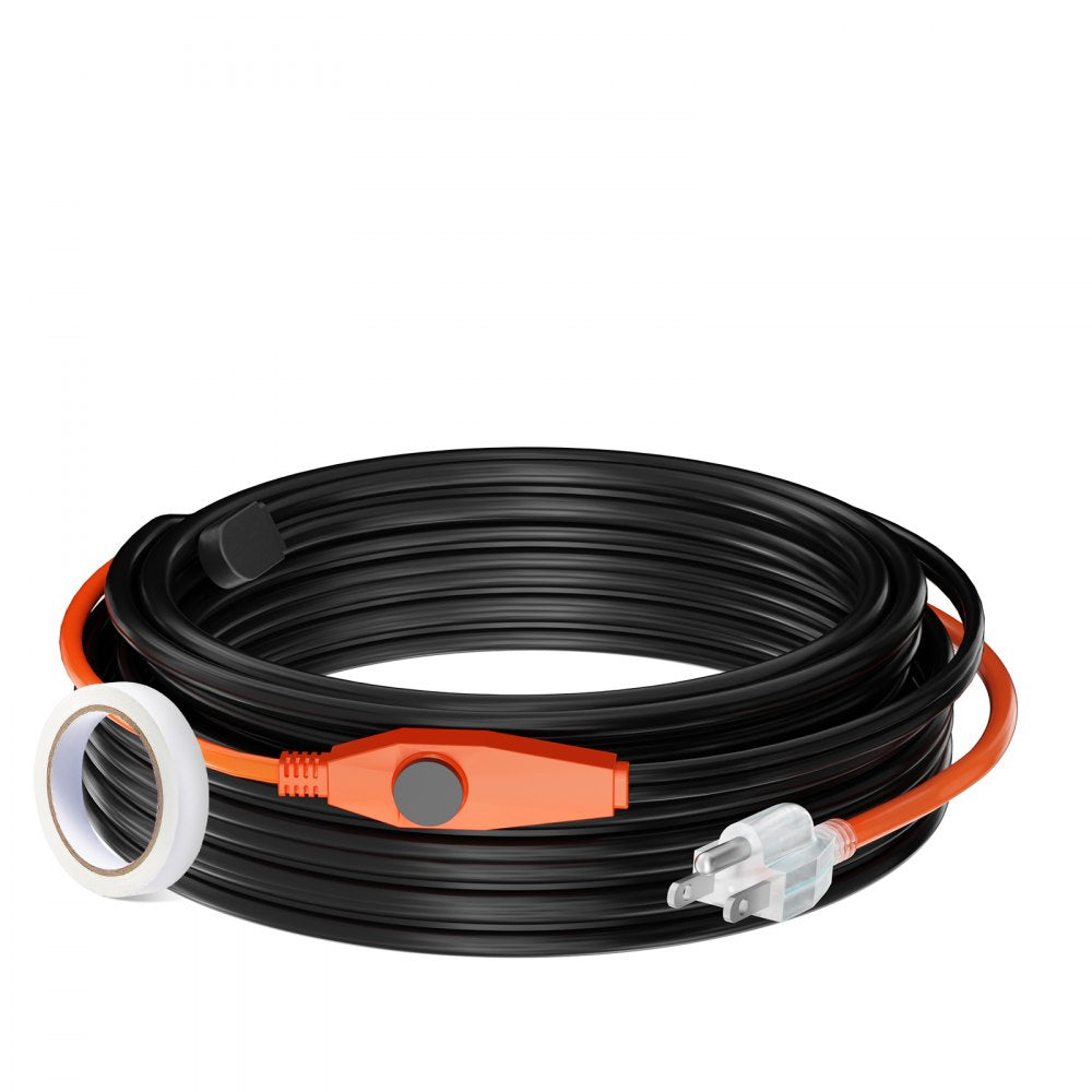 VEVOR Pipe Heating Cable, 80FT 7W/FT Heat Tape for Pipes with Built-in Thermostat, Water Pipe Heat Cable Protects PVC