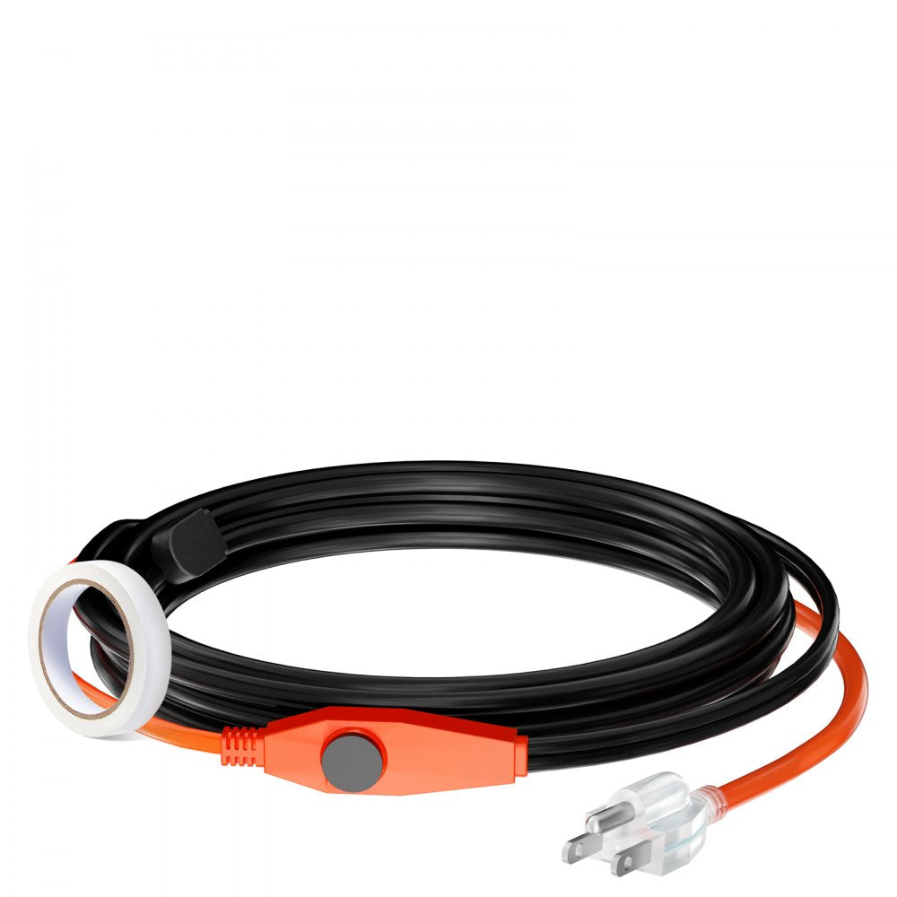 VEVOR Pipe Heating Cable, 9FT 7W/FT Heat Tape for Pipes with Built-in Thermostat, Water Pipe Heat Cable Protects PVC