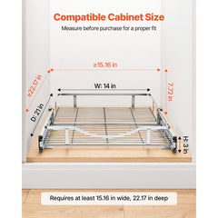 VEVOR Pull Out Cabinet Organizer 14.06"W x 20.94"D Steel Slide Out Drawers, for Kitchen Bathroom Pantry Home