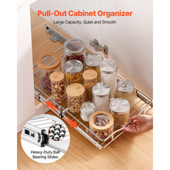 VEVOR Pull Out Cabinet Organizer 14.06"W x 20.94"D Steel Slide Out Drawers, for Kitchen Bathroom Pantry Home